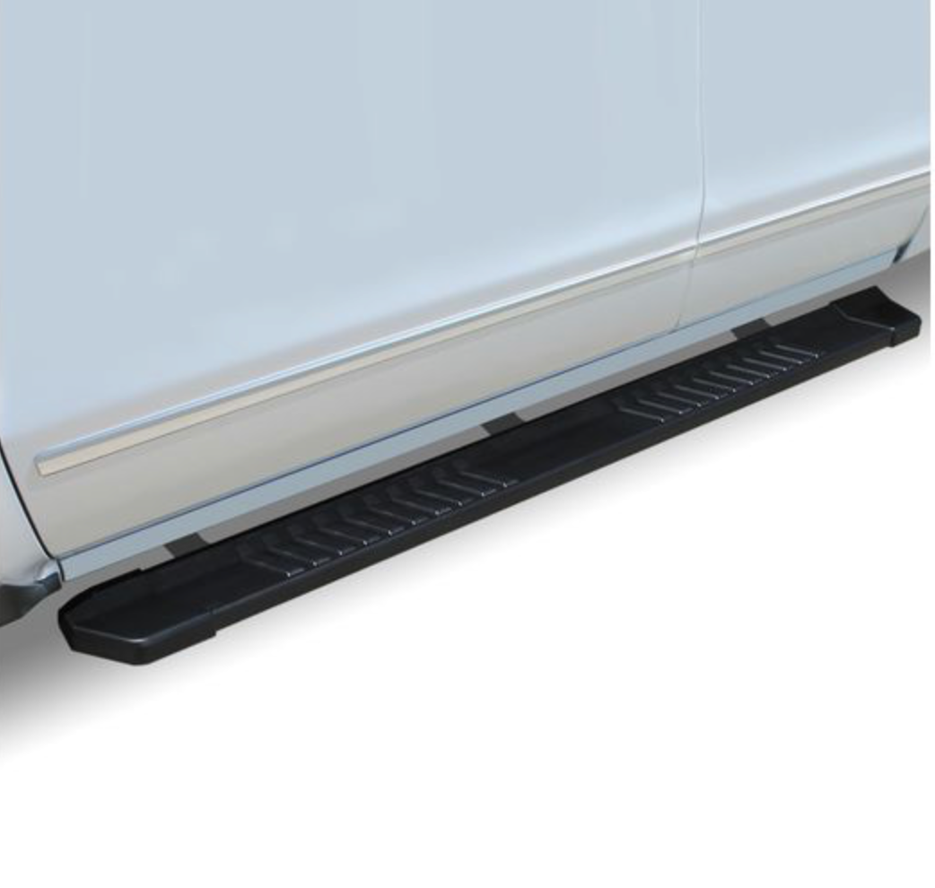 CHEVY/GMC SILVERADO/SIERRA CREW CAB 6IN BLACK TXT ALUMINUM OEM RUNNING BOARDS (2019-2025)