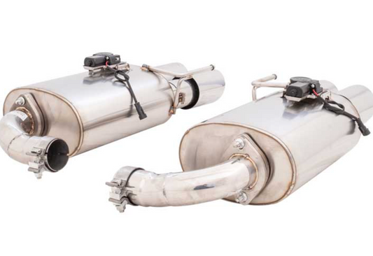 2018-2024 FORD MUSTANG GT TWIN 3IN SS AXLE-BACK EXHAUST SYS W/ OVAL VAREX MUFFLERS/QUAD TI L4 2.3/V8 5.0L