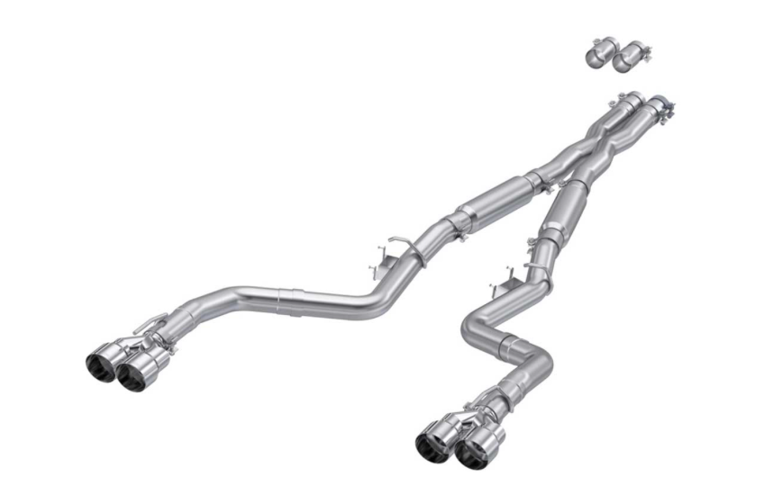 2015-2023 DODGE CHALLENGER 5.7/6.2L/6.4L HEMI ALUMINIZED STEEL 3 INDUAL CAT BACK QUAD TIPS (STREET VERSION)