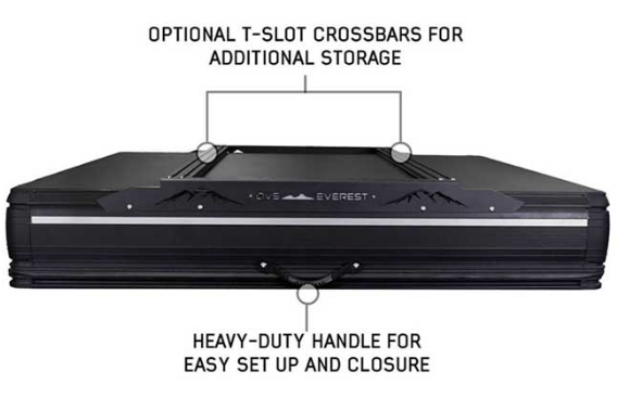 XD EVEREST 2 - CANTILEVER ALUMINUM ROOF TOP TENT, 2 PERSON, GREY BODY & BLACK RA