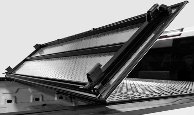 2022-2025 TOYOTA TUNDRA 5FT 6IN BOX (W/ DECK RAIL) LOMAX FOLDING HARD COVER MATTE BLACK SING TONNEAU COVER