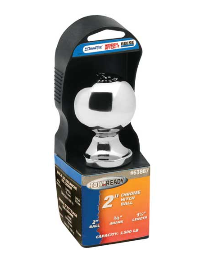 PACKAGED 2IN X 3/4IN X 1 1/2IN 3500LB CHROME HITCH BALL
