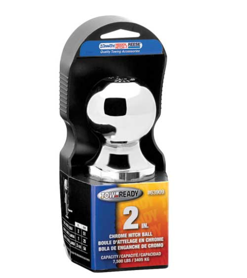 PACKAGED 2IN X 1IN X 2 1/8IN 7500LB CHROME HITCH BALL