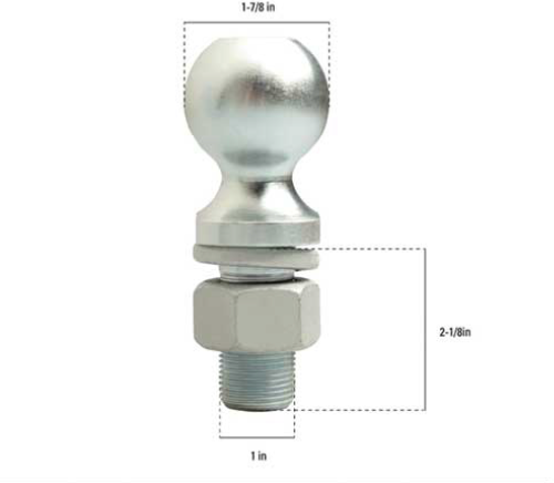 1 7/8IN 3500LB HITCH BALL-1IN SHANK-2 1/8IN SHANK LENGTH