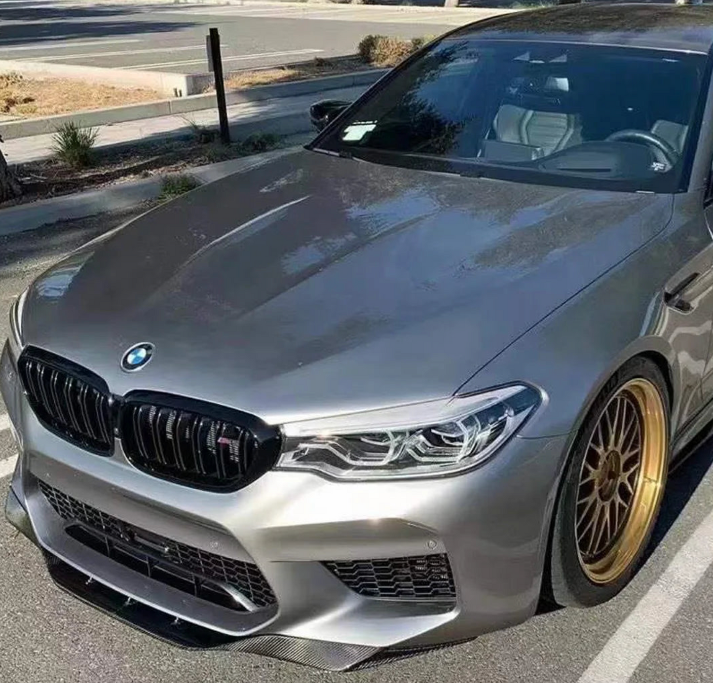 BMW F90 M5 R Style Carbon Fiber Front Lip - F90 M5 PRE LCI