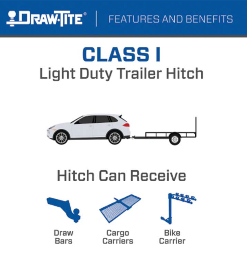 Class I Receiver/Tow Hitch | 2025 Toyota Camry | 2,000 lb Towing Capacity | 1.25" Receiver | Lightweight Bolt-On Fit