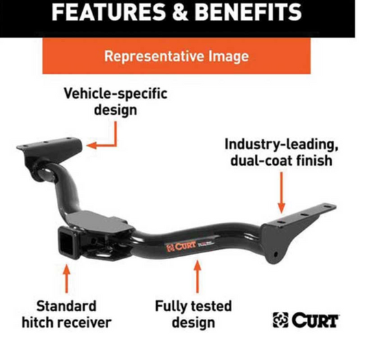 Class III Receiver/Tow Hitch with Bolt-On Fit | 2022–2025 Hyundai Ioniq 5 / 2025 Hyundai Ioniq 5 N | 2,500 lb Towing Capacity | 250 lb Tongue Weight | 2" Receiver