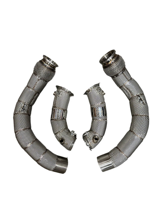 MBS S63 Catless Heatshield Race Downpipes - BMW F90 M5 | F91/F92/F93 M8