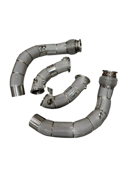 MBS S63 Catless Heatshield Race Downpipes - BMW F90 M5 | F91/F92/F93 M8