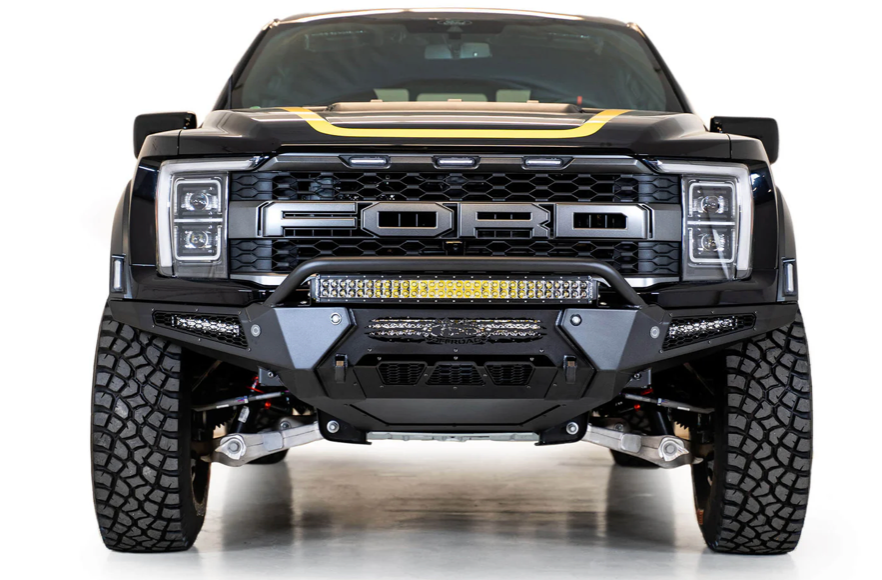 HoneyBadger Style Front Bumper with Top Hoop for 2021-2024 Ford F-150 Raptor & Raptor R