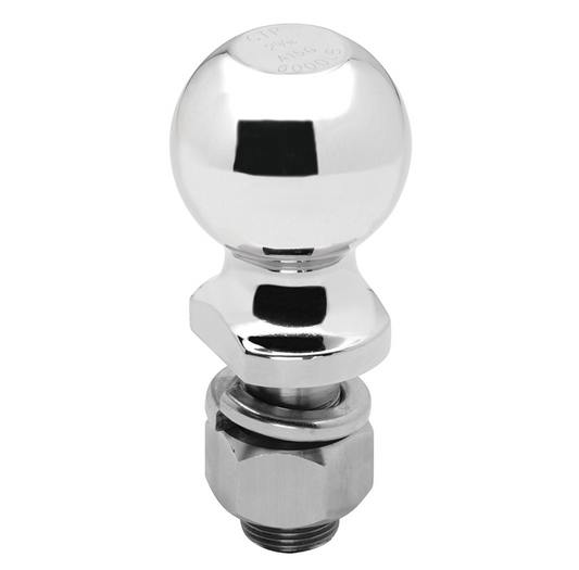 Heavy-Duty 2-Inch Trailer Hitch Ball | 6,000 lbs. Capacity | 1-Inch Shank Diameter | 2-1/8-Inch Shank Length | Stainless Steel
