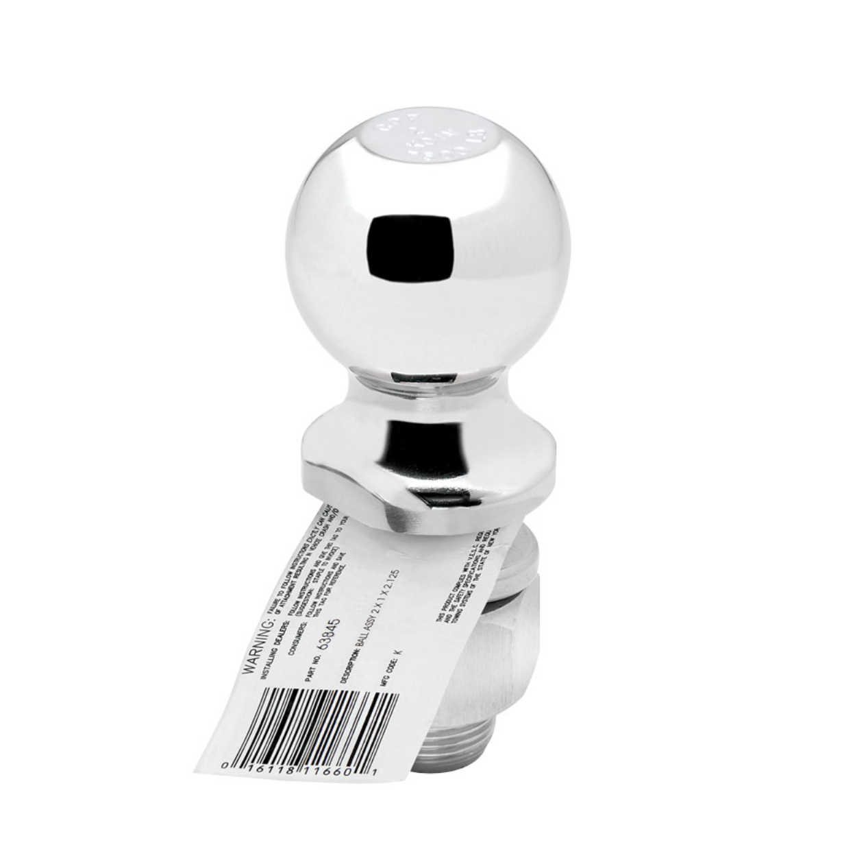 Trailer Hitch Ball | 2 Inch Diameter | 7,500 lbs. Capacity | 1 Inch Shank Diameter | 2-1/8 Inch Shank Length | Chrome