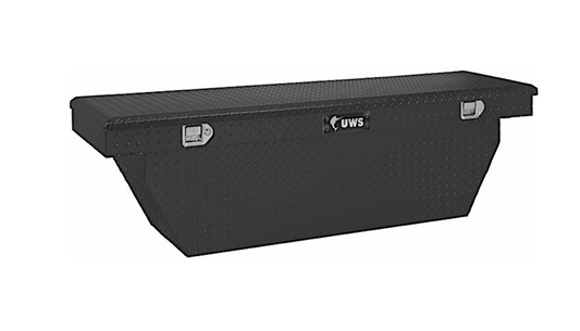 69IN ALUMINUM SINGLE LID CROSSOVER TOOLBOX DEEP ANGLED BLACK (Check Description For Each Vehicle This Fits)