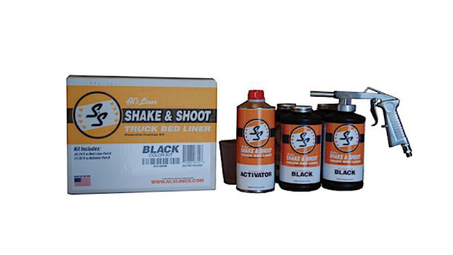 SHAKE & SHOOT BLAK 4 QT SPRAY-IN BED LINER WITH SPRAY GUN