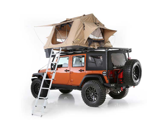 OVERLAND ROOF TOP TENT; FOLDED WITH BEDDING; 12V SOCKET; SLEEPS 2-3
