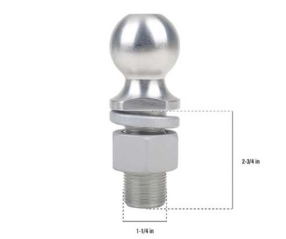 2IN 8000LB HITCH BALL-1 1/4IN SHANK-2 3/4IN SHANK LENGTH