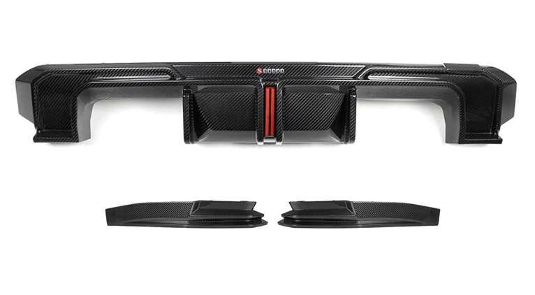 M4 G82 G83 Carbon Fiber Diffuser With Brake Light + Rear Splitter