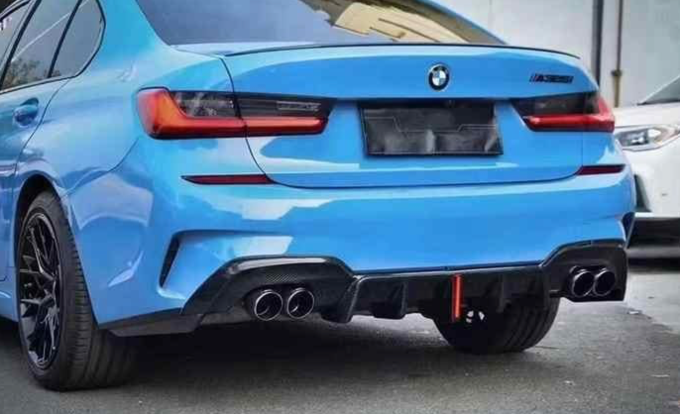 BMW G20 330I M340I  K Style Carbon Fiber Rear Diffuser w/Led Light - G20 3-Series PRE LCI