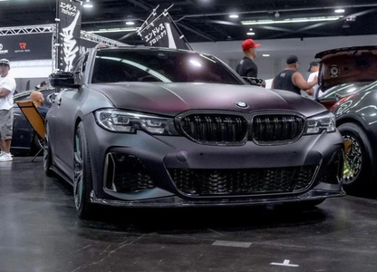 BMW G20 330i M340i V Style 3pc Carbon Fiber Front Lip - G20 3-Series PRE LCI
