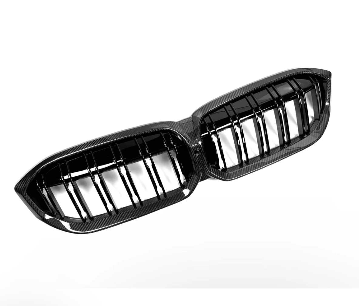 BMW G20 330i M340i Dry Carbon Fiber Front Grilles Dual Slat (BMW 3-Series G20/G21/G28 LCI)