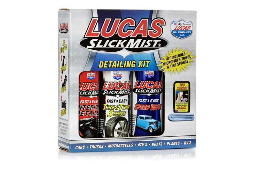 Lucas Oil Slick Mist Detail Kit – 4 Pack (Case of 4) | Speed Wax, Interior Detailer & Tire Shine)