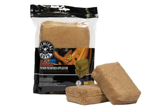 Premium Tan Microfiber Applicator Pads (2 Pack) | 5" x 3" x 1.5" | Safe for Wax, Polish, Interior & More