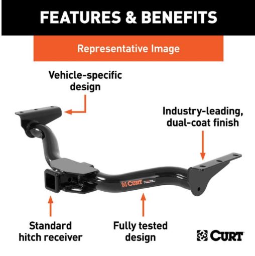Class III Receiver/Tow Hitch | 2021-2025+ Ford Mustang Mach-E | 2,000 lb Towing Capacity | 2" Receiver | Electric Vehicle Compatible