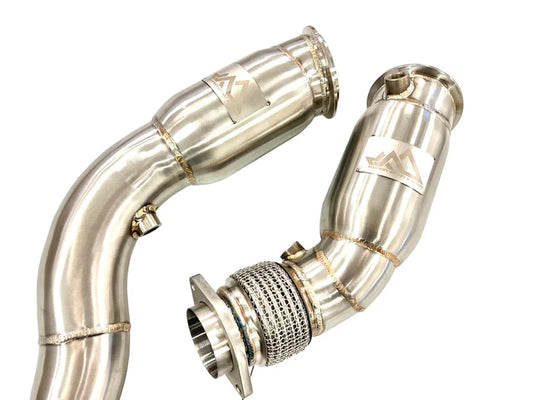 MAD Resonated S55 Downpipes w/ Flex Section | BMW F87 M2C F80 M3 F82/F83 M4
