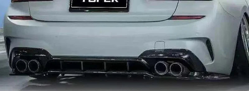 Y Style Gloss Black Quad-Tip Rear Diffuser | BMW 3-Series (G20 Pre-LCI)
