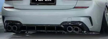 Y Style Gloss Black Quad-Tip Rear Diffuser | BMW 3-Series (G20 Pre-LCI)